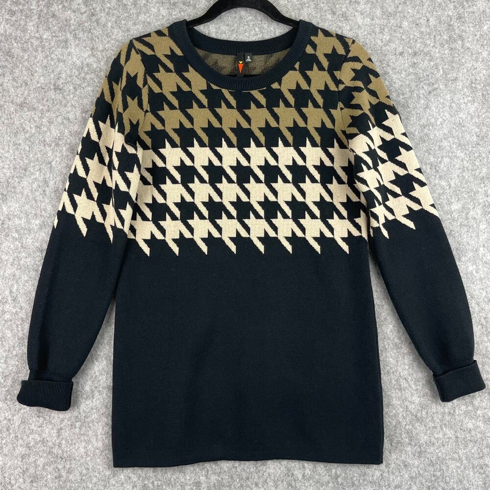 Kerrits Sweater Womens Small Black Tan Houndstooth Knit Riding Equestrian